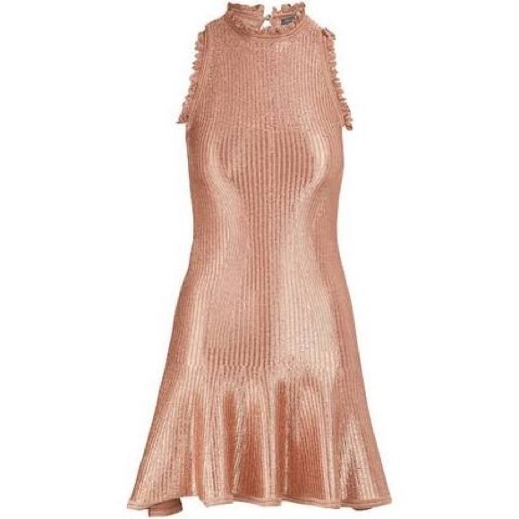 Alexander McQueen Dresses & Skirts - Alexander McQueen Metallic Rose Gold Flare Dress